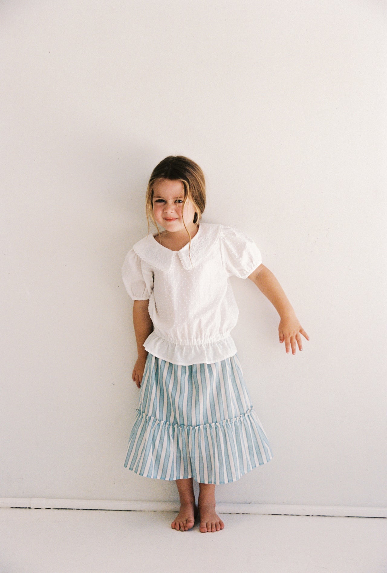 Fleur Skirt - Blue Stripe