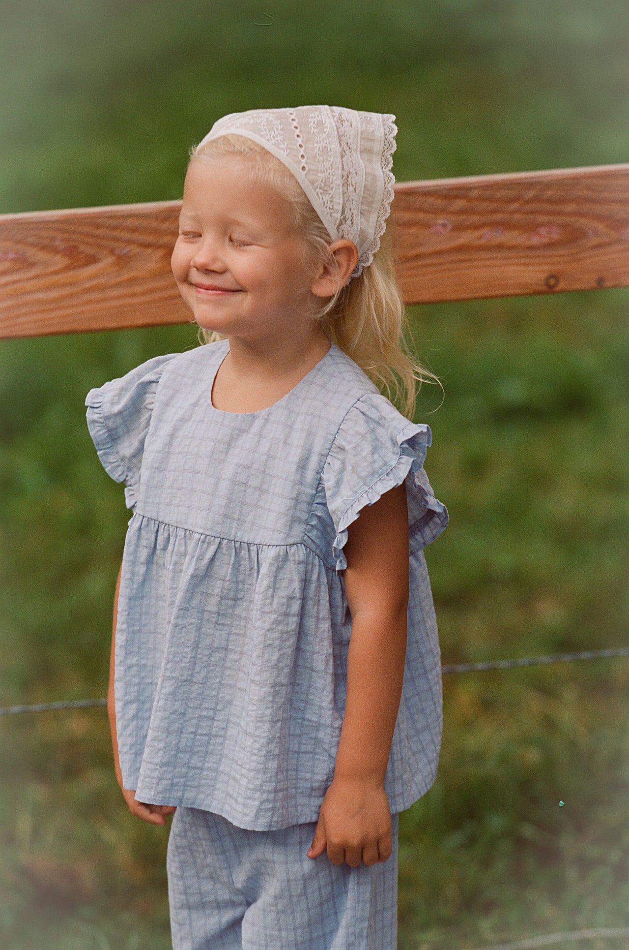 Daisy Blouse - Sky Gingham