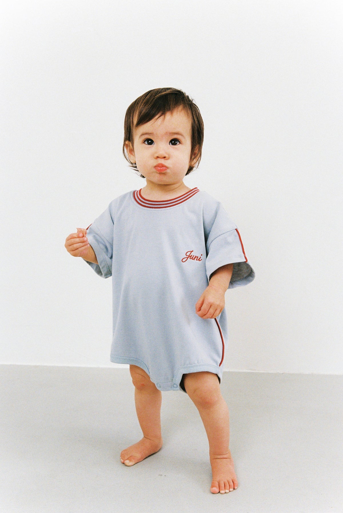 Riley T-Shirt Romper - Stone Blue