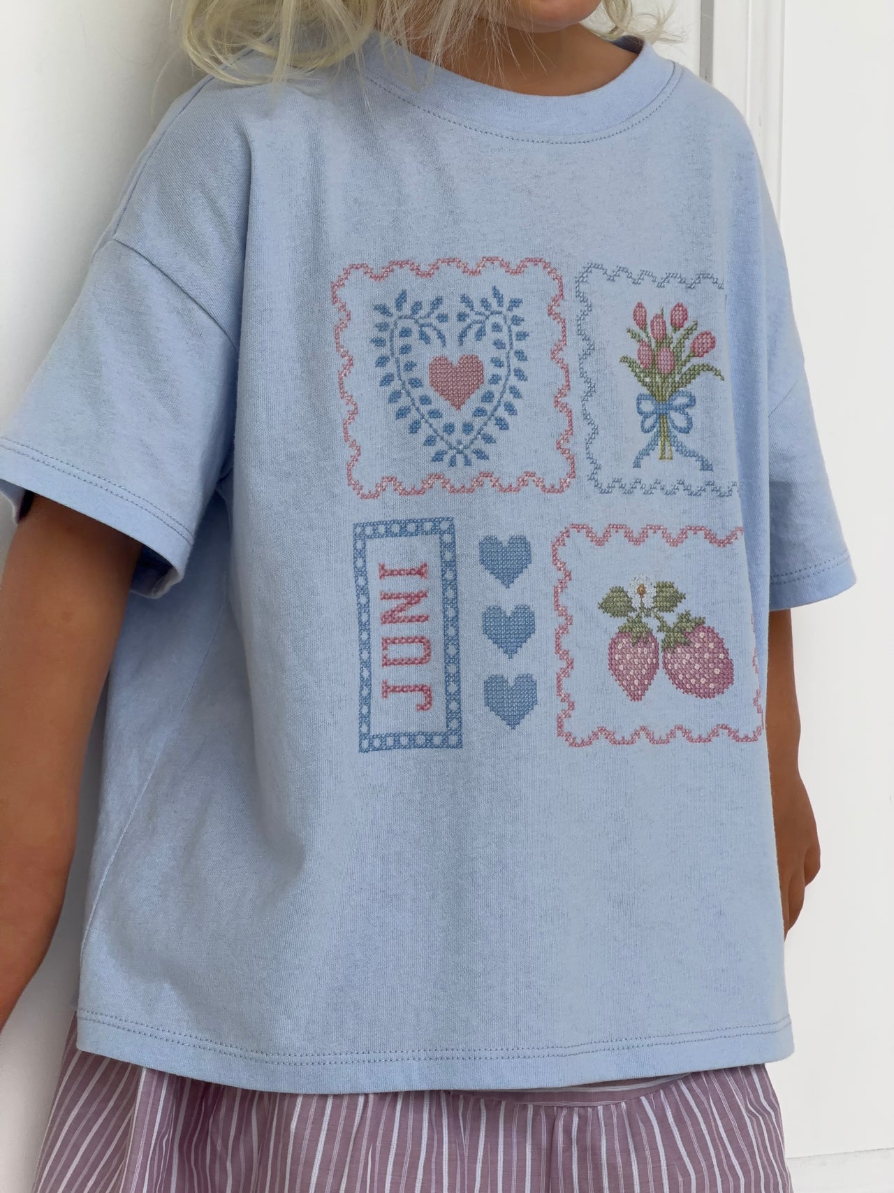 Patchwork Tee - Sky