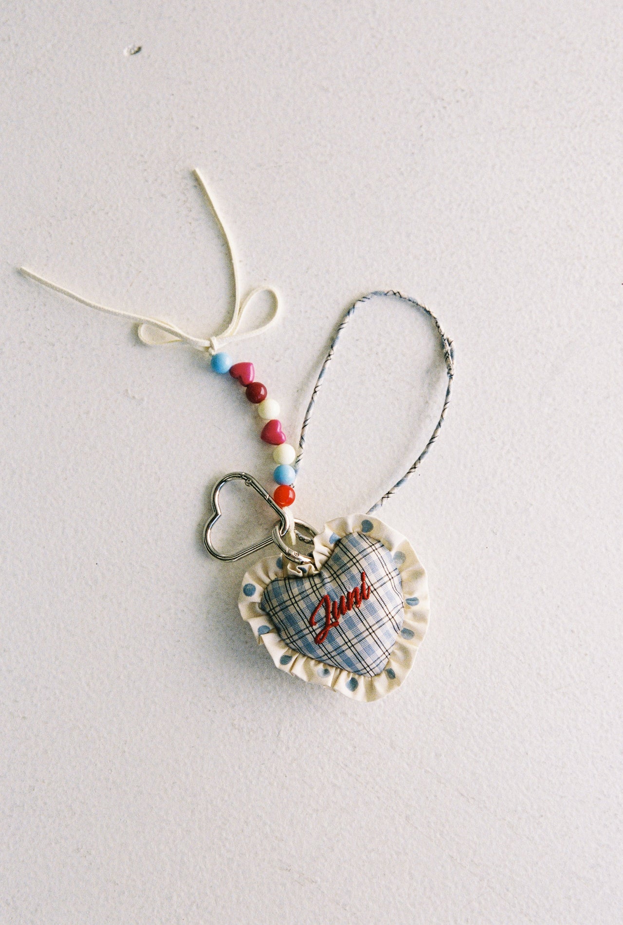 Heart Bag Charm - Blue Check *Pre-Order