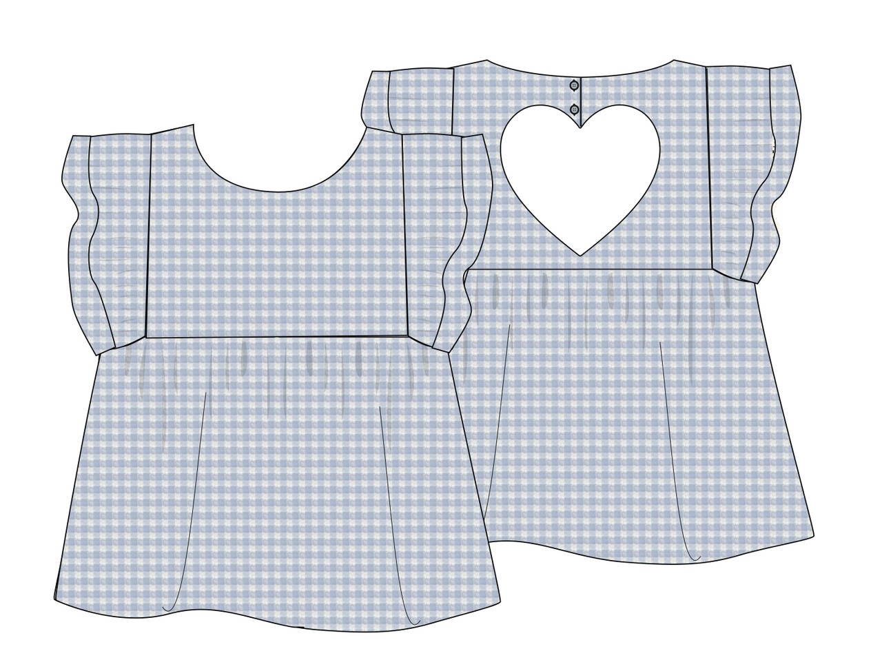 Daisy Blouse - Sky Gingham