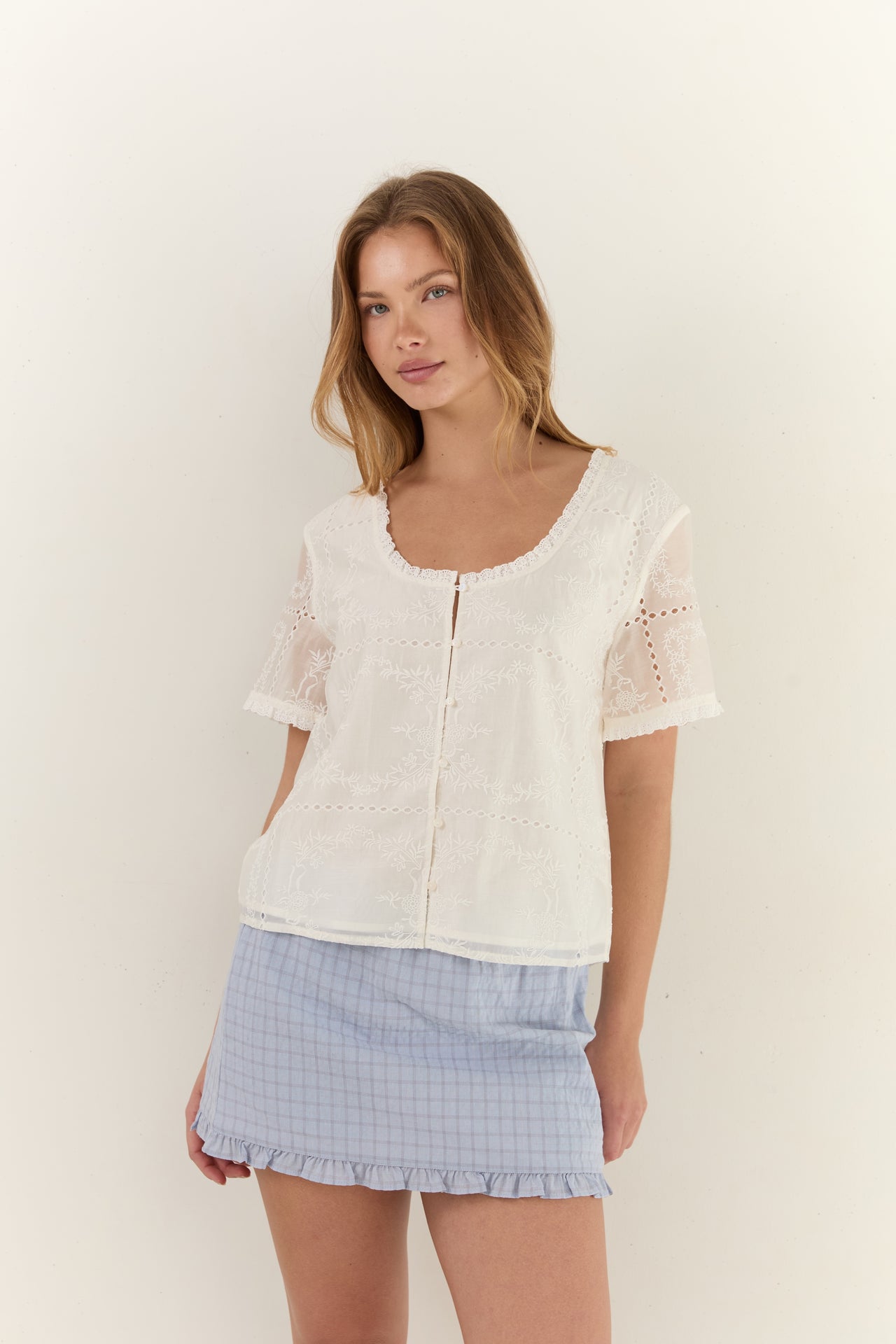 Andi Mini Skirt - Sky Check
