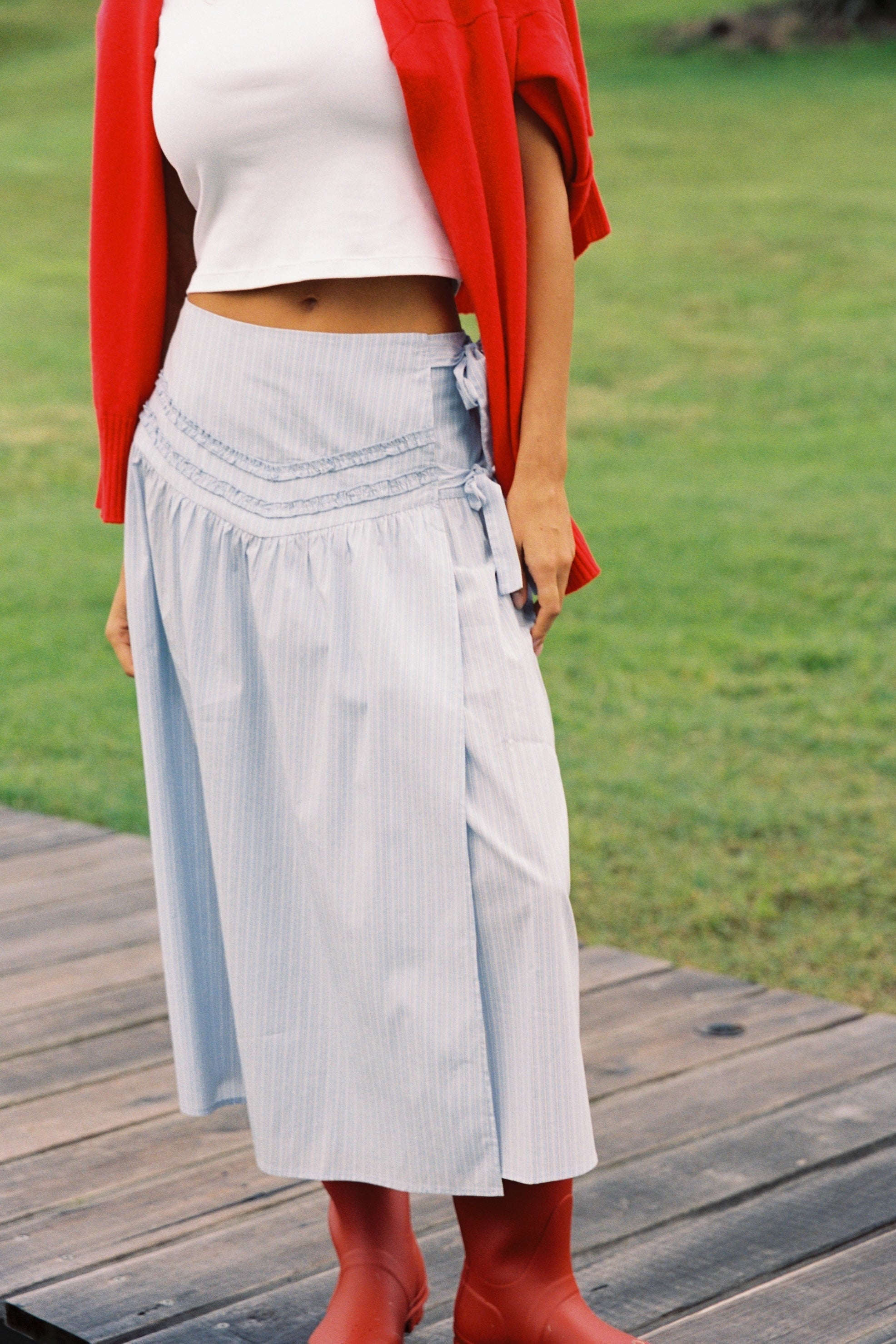 Annika Midi Skirt - Stripe - JUNI