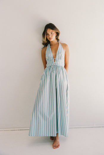 Lily Midi Dress - Blue Stripe