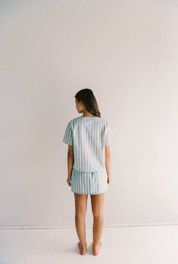 Poppy Mini Skirt - Blue Stripe