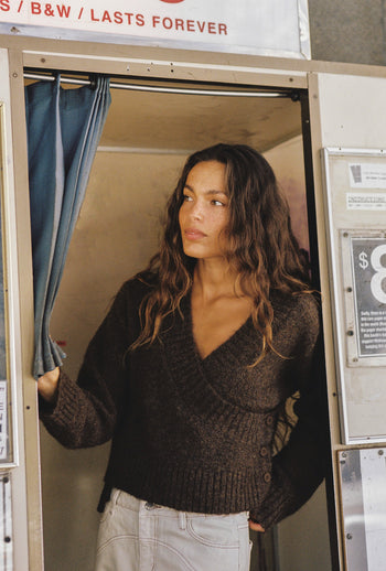 Serena Wrap Cardigan - Brunette