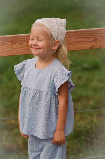 Daisy Blouse - Sky Gingham
