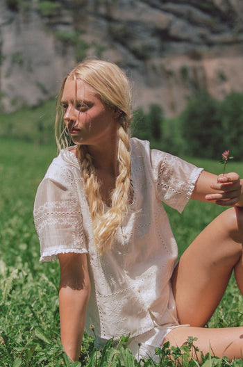 Alenka Lace Blouse - Blanc