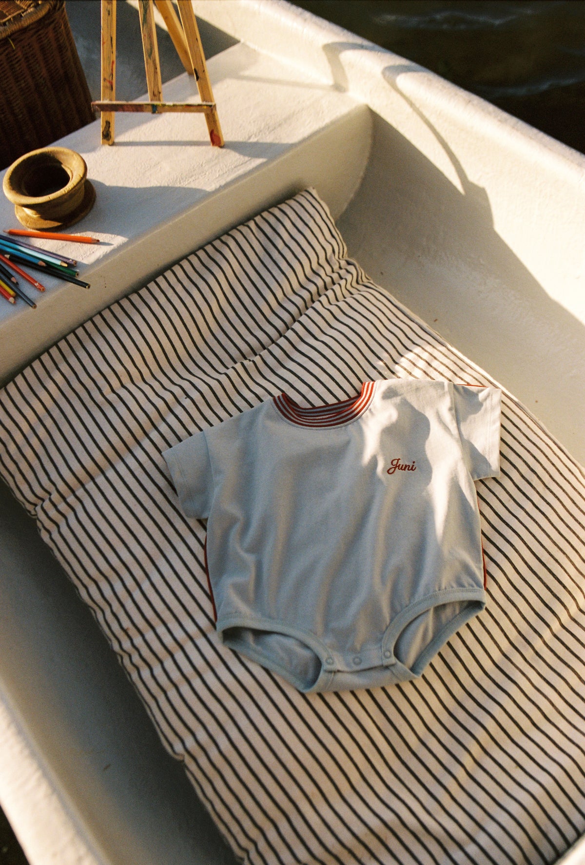 Riley T-Shirt Romper - Dusty Blue