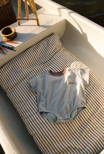 Riley T-Shirt Romper - Dusty Blue