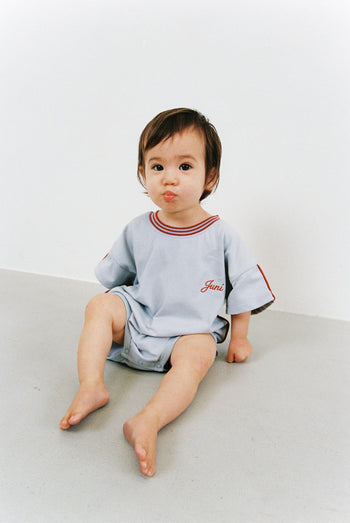 Riley T-Shirt Romper - Dusty Blue
