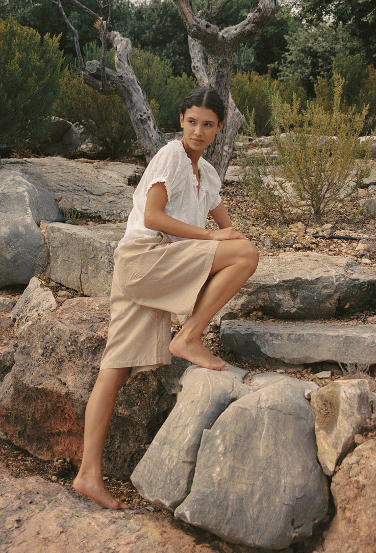 Vivi Bermuda Short - Wheat Check