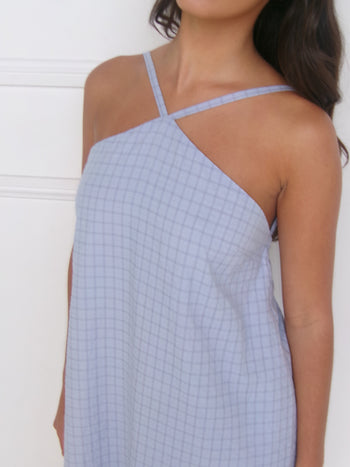 Corinne Mini Dress - Sky Check