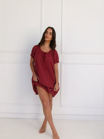 Joelle Mini Dress - Dark Cherry