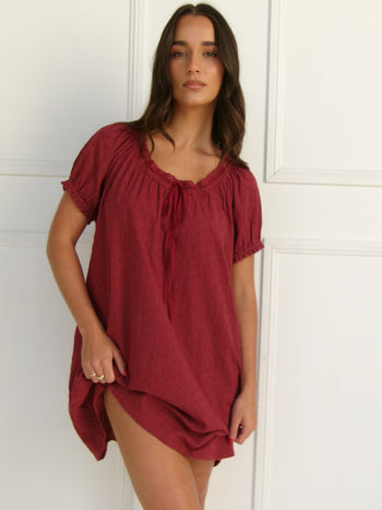 Joelle Mini Dress - Dark Cherry