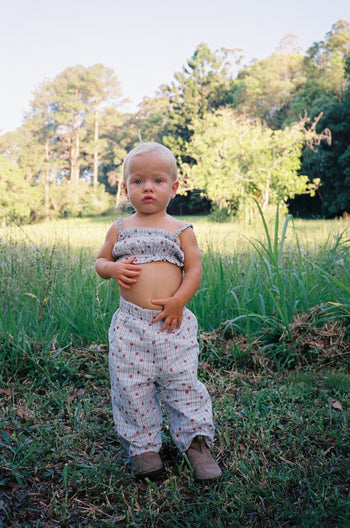 Poet Ruffle Crop - Strawberry Check