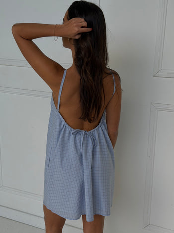 Corinne Mini Dress - Sky Check