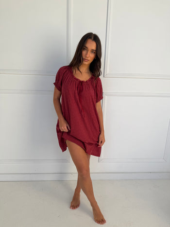 Joelle Mini Dress - Dark Cherry