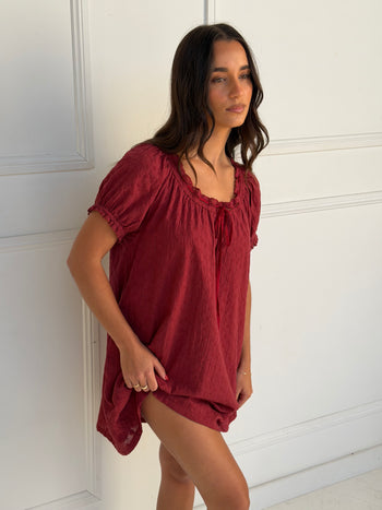 Joelle Mini Dress - Dark Cherry