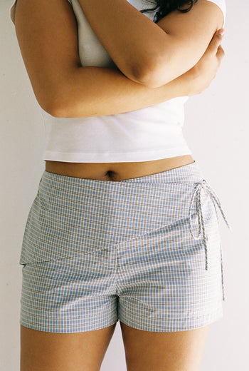 Madison Tailored Short - Blue Check