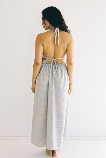 Lily Midi Dress - Blue Check