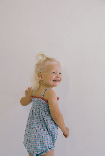 Lottie Romper - Strawberry Check