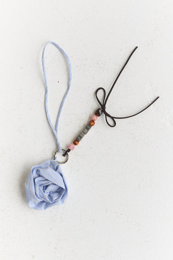 Rose Bag Charm - Blue Stripe