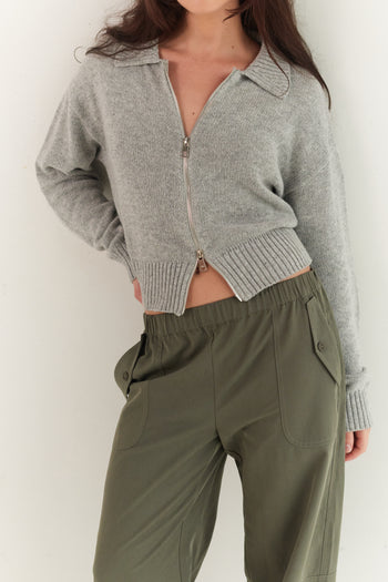 Kaia Zip Cardigan - Stone