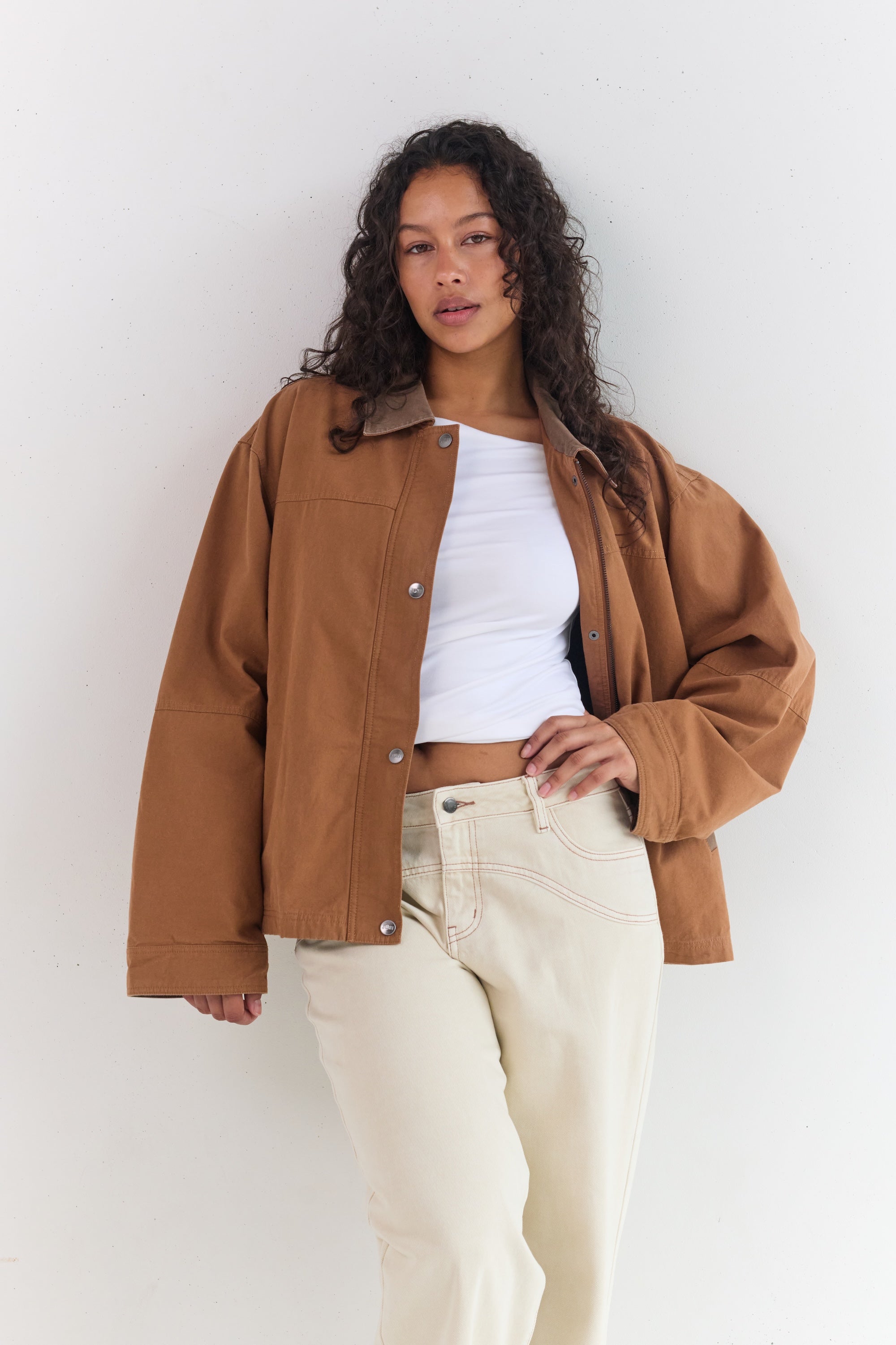 Addison Canvas Jacket - Camel - JUNI