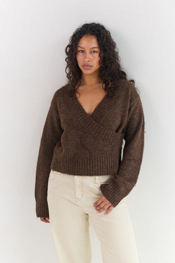 Serena Wrap Cardigan - Brunette