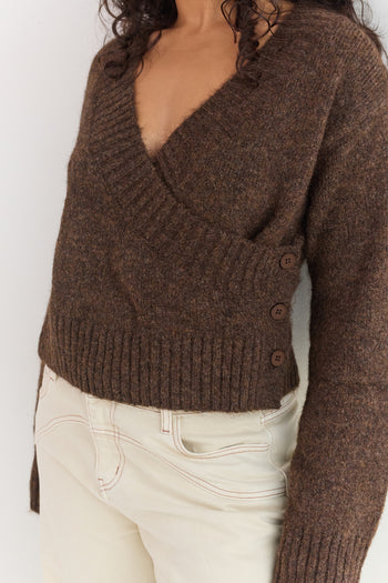 Serena Wrap Cardigan - Brunette