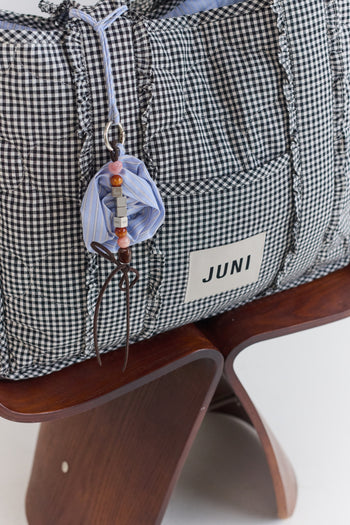 Rose Bag Charm - Blue Stripe