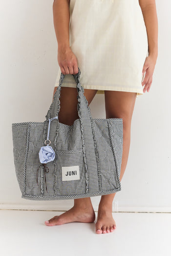 Rose Bag Charm - Blue Stripe