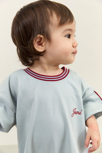Riley T-Shirt Romper - Dusty Blue