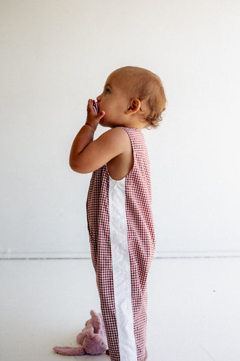 Joey Romper - Cinnamon Gingham
