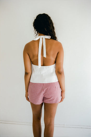 June Tailored Short - Cherry Gingham