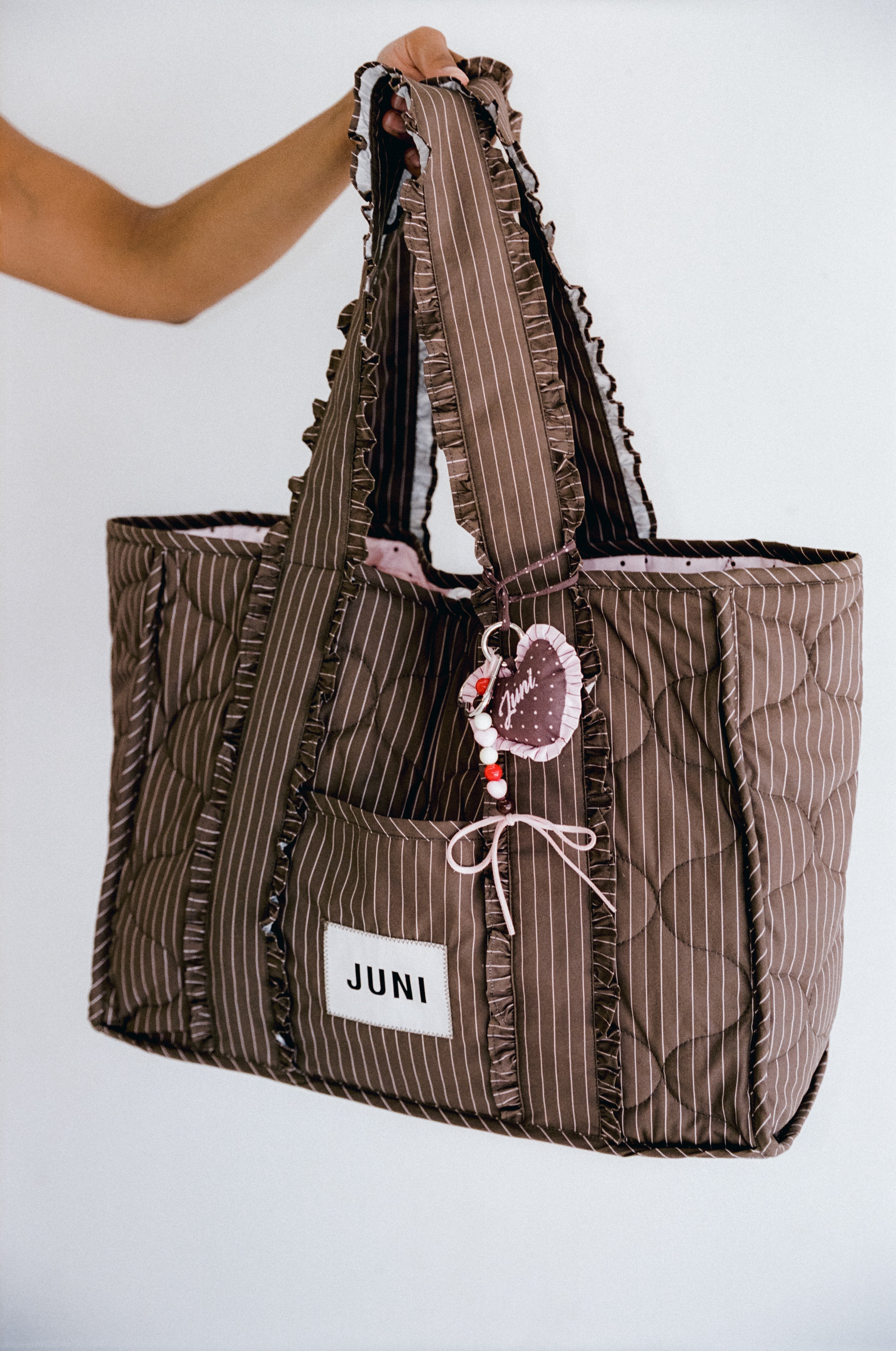 The Everything Bag - Cocoa Pinstripe - JUNI