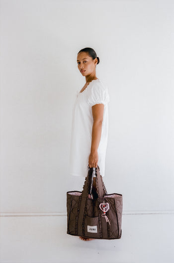 The Everything Bag - Cocoa Pinstripe *Pre-Order