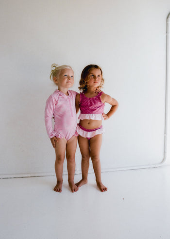 Letty Long Sleeve One Piece - Strawberry Gingham