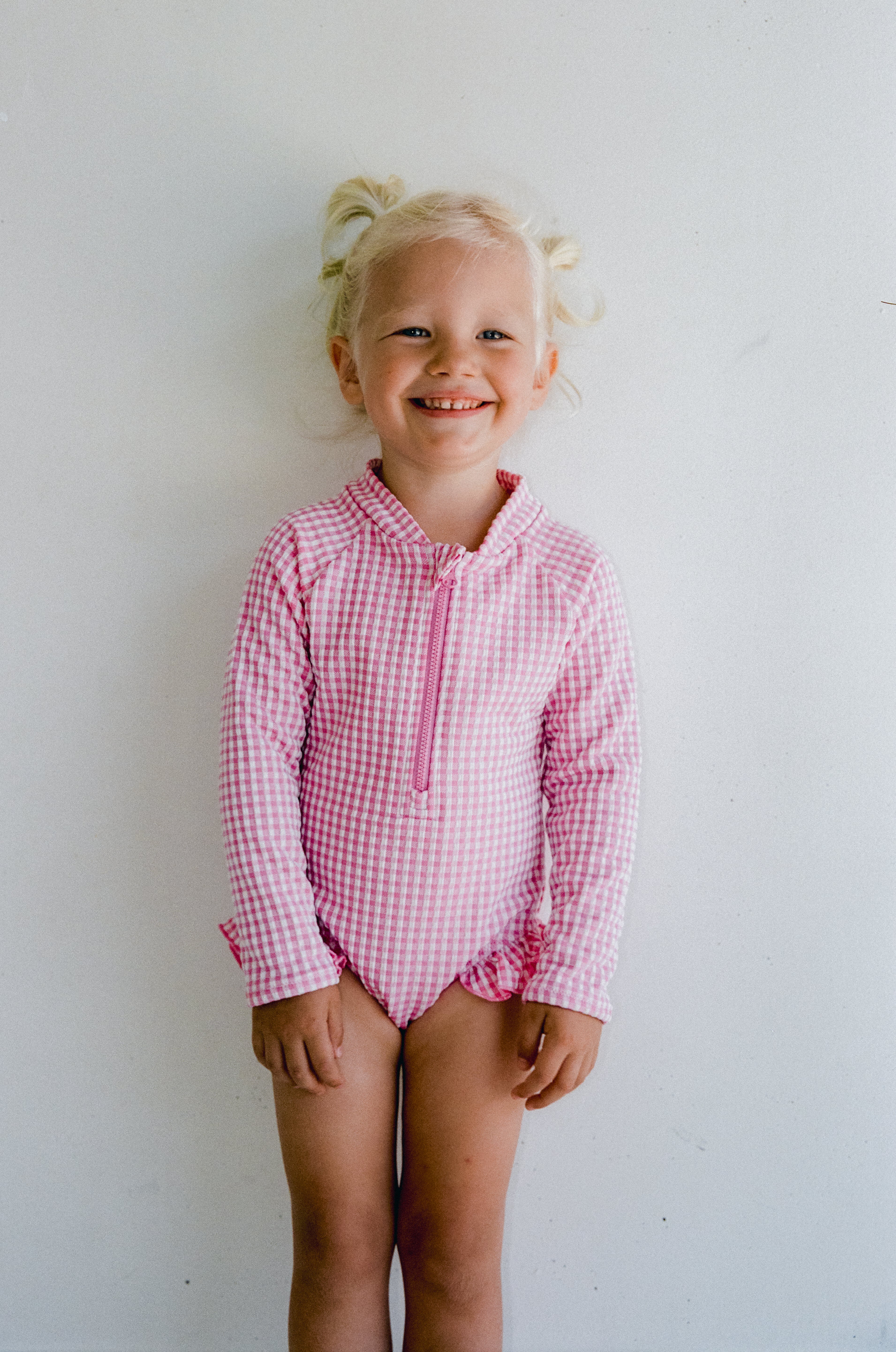 Letty Long Sleeve One Piece - Strawberry Gingham - JUNI