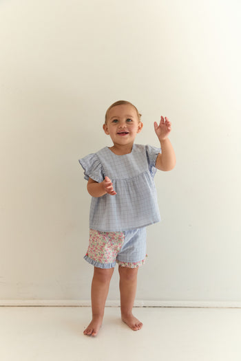 Daisy Blouse - Sky Gingham