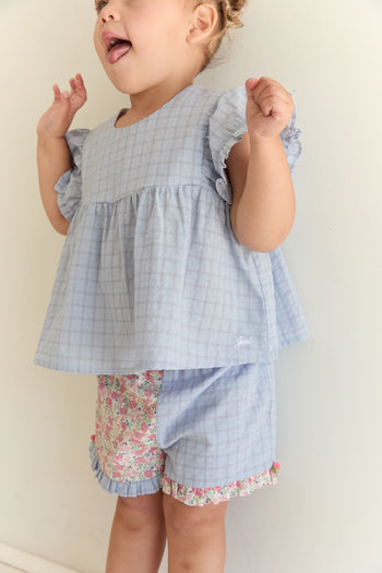 Daisy Blouse - Sky Gingham