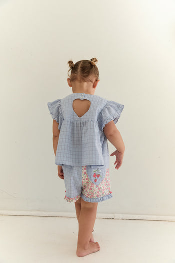 Daisy Blouse - Sky Gingham