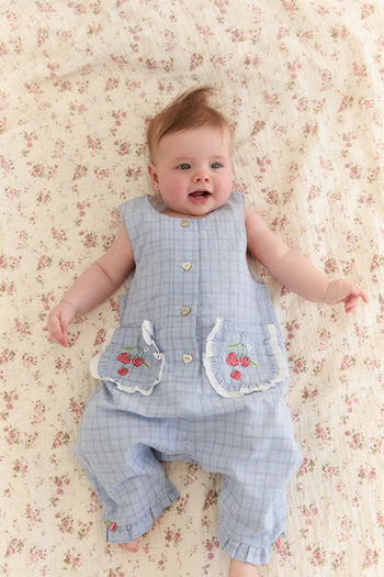 Charlotte Romper - Sky Gingham