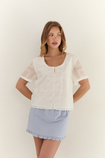 Alenka Lace Blouse - Blanc