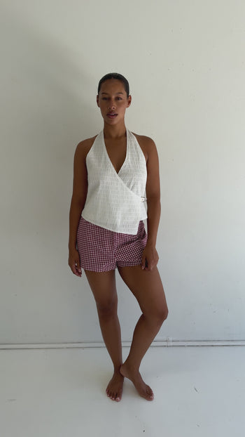 June Tailored Short - Cherry Gingham